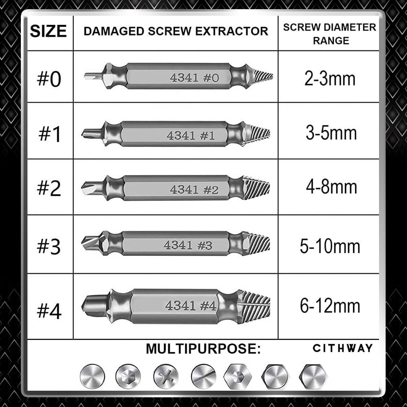 Damaged Screw Extractor Kit (SET OF 6)